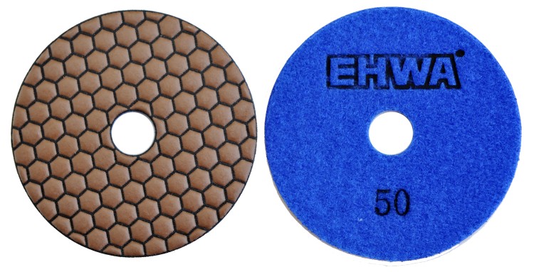 Алмазные гибкие шлифовальные круги 100 мм EHWA "СОТЫ" №50, работа без воды